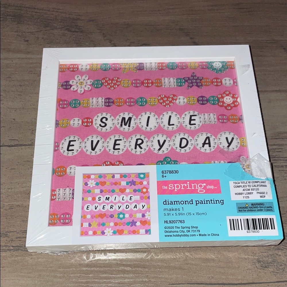 🆕💜 Smile Everyday Diamond Painting Art Kit – Pink Inspirational DIY Craft | NWT
